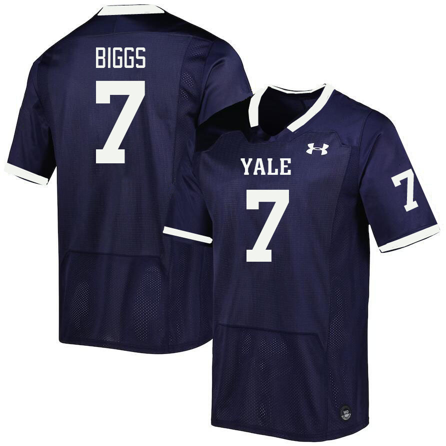 Men-Youth #7 Jacob Biggs Yale Bulldogs 2023 College Football Jerseys Stitched-Blue